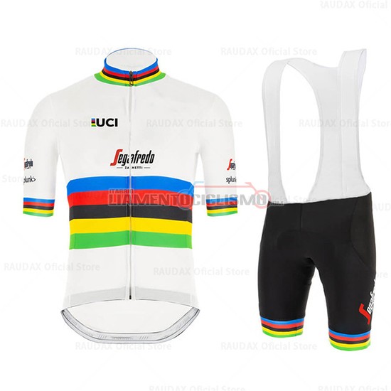 Abbigliamento Ciclismo UCI Mondo Campione Segafredo Zanetti Manica Corta 2020 Bianco